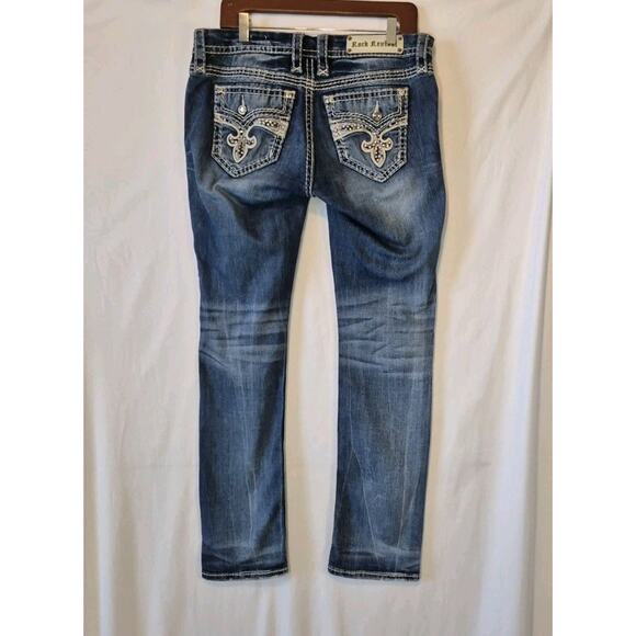 Sold! Rock Revival Womens Embellished Easy Straight Jeans 29 X 30 - Picture 1 of 8